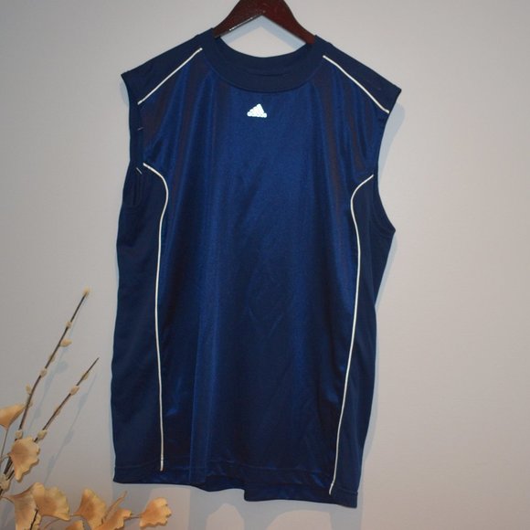 Navy Blue ADIDAS ClimaCool Basketball Shirt Large - Picture 1 of 5